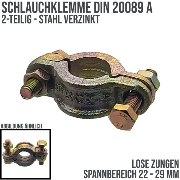 22 - 29 mm Schlauchklemme Klauen Kupplung lose Zugen DIN 200039 Stahl verzinkt