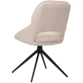 Mendler 2er-Set Esszimmerstuhl HWC-N73, Küchenstuhl, drehbar Auto-Return, Stoff/Textil Chenille (490g/m2) Öko-Tex ~ creme-beige