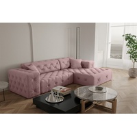 Fun Möbel Ecksofa Designersofa CHANTAL in Stoff Opera Velvet Pink Ottomane Rechts