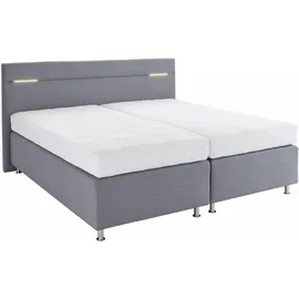 Westfalia Schlafkomfort Boxspringbett, wahlweise mit LED-Beleuchtung, grau