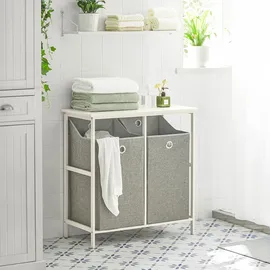 SoBuy Wäscheschrank mit 2 faltbaren Wäschekörben Weiß