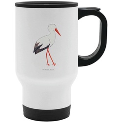 Mr. & Mrs. Panda Thermobecher Storch – Weiß – Geschenk, Tiermotive, Kaffeetasse zum Mitnehmen, Mutt, Edelstahl weiß
