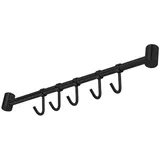 Intirilife Edelstahl Hängeleiste mit 5 Haken in Schwarz - Hakenleiste Küchenstange Wandhalterung