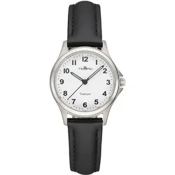 Titanuhr TEMPIC, schwarz, Armbanduhren, Damen, Quarzuhr, Armbanduhr, Damenuhr, analog, Lederarmband