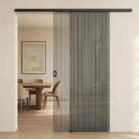 Mai & Mai Glasschiebetür komplettset Zimmertür Matt Schwarz, 77,5x205cm 8mm ESG-Sicherheitsglas Explosionsschutzfolie, Schiebetür Glas schwarz gebürstet mit Laufschiene Muranino-001