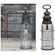 Chic Antique Französische Stalllaterne mit Timer inklusive Glühbirne, H42 cm, antik kohle