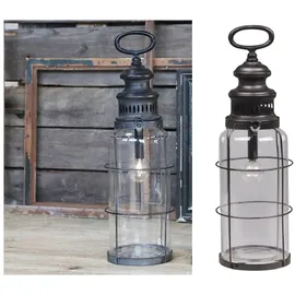 Chic Antique Französische Stalllaterne mit Timer inklusive Glühbirne, H42 cm, antik kohle