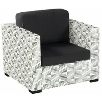 Hartman Gartenlounge-Sessel Maledives (Spar-Set, Set bestehend aus Loungesessel plus Kissenset), Aluminium, Polyrattan weiß/schwarz, 2D-Design schwarz