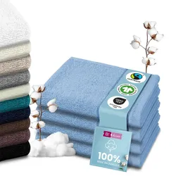 Set Handtücher Baumwolle Plain Design - Größe: 70x140, Farbe: Hellblau