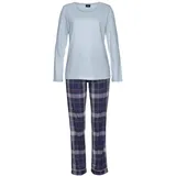 H.I.S. H.I.S Damen Pyjama blau-kariert Gr.32