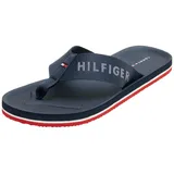 Tommy Hilfiger Herren Flip Flops Comfort Beach Sandal mit Logo, Blau (Military Denim), 43