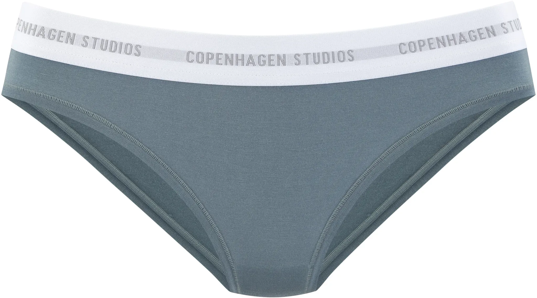 Bikinislip COPENHAGEN STUDIOS, Damen, Gr. XS (34), teal, Single Jersey, Obermaterial: 50% Modal (TENCELTM), 45% Baumwolle, 5% Elasthan (LYCRA), unifarben mit Farbeinsatz, körpernah, Unterhosen, mit elastischem Logobund