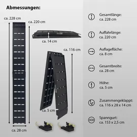 Baumarktplus TRUTZHOLM 2 x Auffahrrampe klappbar 228cm Traglast 1360 kg Alu schwarz Motorradrampe Verladerampe