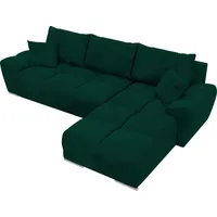 bromarkt Ecksofa NUBES Schlaffunktion Bettkasten L-Form 298x184x85cm Grün