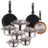 Wellhome Pk8181 Kochtopfset Mit Pfannen 15 Stücke - Chrome / Bronze - One Size