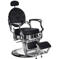 Barberpub Stuhl Barberpub hydraulischer Friseurstuhl 3866/60, Friseursessel mit Retro-/ Vintage Stil schwarz|silberfarben