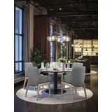 Polsterstuhl STRESSLESS "Laurel", grau (wild dove batick, eiche natur), B:58cm H:92cm T:59cm, Leder BATICK: BATICK ist ein leicht korrigiertes, durchgefärbtes und genarbtes Möbelleder, bei dem die meisten Unebenheiten und Spuren in der Regel entfernt wurden., Stühle, Polsterstuhl, Low Back mit Armlehne, Größe L, mit abgerundeten Beinen in Eiche natur