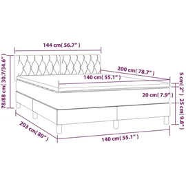 vidaXL Boxspringbett mit Matratze Hellgrau 140x200 cm Samt1390003