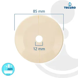 tecuro Scharnierrosette Ø 12 mm x Ø 85 mm x 8 mm - Kunststoff ABS weiß - tecuro