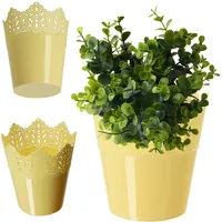 Kadax Spitzen-Blumentopf aus Kunststoff, 14.5 cm, Niedrig, Gelb