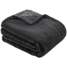 Bugatti "bugatti Wohndecke Felloptik", grau (anthrazit), B:150cm L:200cm, Polyester, Wohndecken, Wohndecke, besonders weich