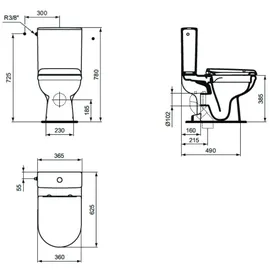 Ideal Standard Exacto Stand-WC mit WC-Sitz Weiß