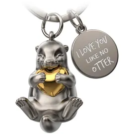 FABACH Otter Schlüsselanhänger Otty mit Herz - Glücksbringer Otter Geschenke Freundin - Partner Geschenke Liebe Schlüsselanhänger Paare Jahrestag - Gravur I love you like no otter