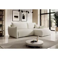 GOLDSTOFF Ecksofa L-Form | Modernes Schlafsofa mit Schlaffunktion & Bettkasten | Eleganter Cord-Bezug in 10 Farben | Komfortables Eckschlafsofa - Weiß