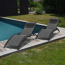 Happy Garden Galapagos 2er Set Liegen 195 x 65 x 22 cm Grau