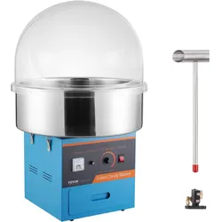 VEVOR Elektrische Zuckerwattemaschine, 1 kW Zuckerwattegeräte, Kommerzielle Zuckerwattemaschine mit Abdeckung, Edelstahlschüssel, Zuckerschaufel, Schublade, für Kindergeburtstage, Familienfeiern, Blau