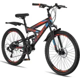 Licorne Bike Strong D Premium Mountainbike in 26 Zoll - Fahrrad für Jungen, Mädchen, Damen und Herren - Scheibenbremse vorne und hinten-Shimano 21 Gang-Schaltung-Vollfederung