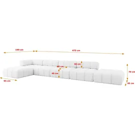 altdecor Modulares Sofa Ecksofa in L-Form - Kerru-L3 - 475x190x70 cm Weiß universal, links/rechts Corner modular Sofa Eckcouch Couch Wohnlandschaf... - Weiß