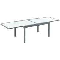 Outsunny Gartentisch Esstisch Balkontisch mit gehärteter Glasplatte Outdoor Aluminium