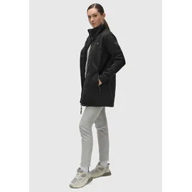 Ragwear Damen, Leichter Sweat-Übergangsmantel lang windabweisendl mit hohem Kragen Letrice Bonded Black Gr. XS - XS
