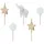 Partydeco Geburtstagskerzen Elefant Sterne 3-5cm Tortenkerzen Set Kindergeburtstag Babyparty Taufe Kuchenkerzen Kerzenset Tortendeko Kuchendeko Deko Weiß Gold