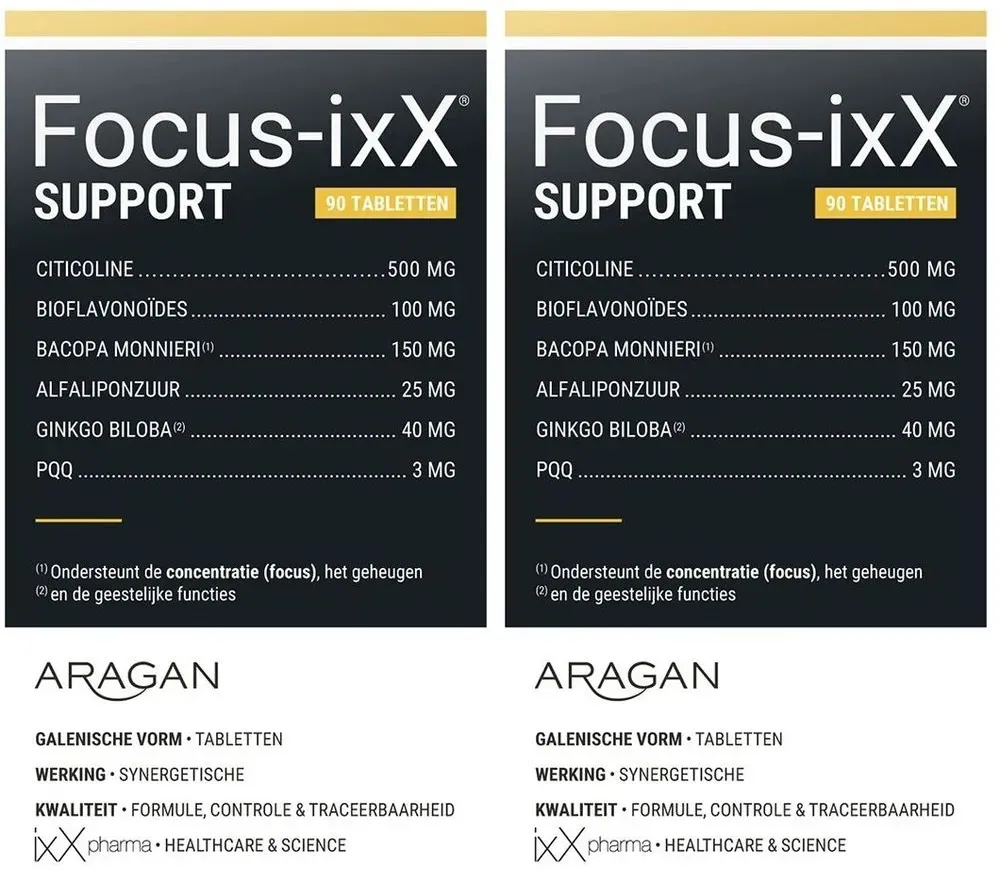 ixX Pharma Focus-ixX Support | Geheugen & focus, hoge dosis bacopa & ginkgo 2x90 St Tabletten