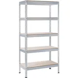 SCHULTE Regalwelt Schwerlastregal mit 5 Holzböden, Traglast pro Ebene 200 kg, 180x90x45 cm (HxBxT), verzinkt, Lagerregal, Kellerregal, Werkstattregal,