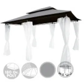 Lex Ersatzdach Pavillon rechteckig 4 x 3 m wasserabweisend, Farbe:steingrau