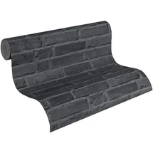 A.S. Création Vliestapete Cocktail 2 Tapete in Backstein Optik 10,05 m x 0,53 m grau schwarz Made in Germany 942833 94283-3