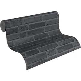 A.S. Création Vliestapete Cocktail 2 Tapete in Backstein Optik 10,05 m x 0,53 m grau schwarz Made in Germany 942833 94283-3