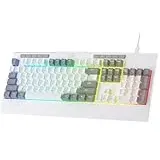 Redragon K525 RGB-beleuchtete kabelgebundene Membran-Gaming-Tastatur mit Multimedia-Tasten, linearem Schalter mit mechanischem Gefühl, 4 zusätzlichen Makrotasten, Mediensteuerung und Handballenauflage
