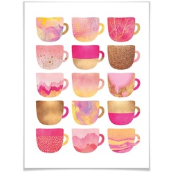 Poster WALL-ART „Kaffeetassen Pink“ Bilder Gr. B/H/T: 80 cm x 100 cm x 0,1 cm, Geschirr & Besteck, 1 St., pink (bunt) Poster