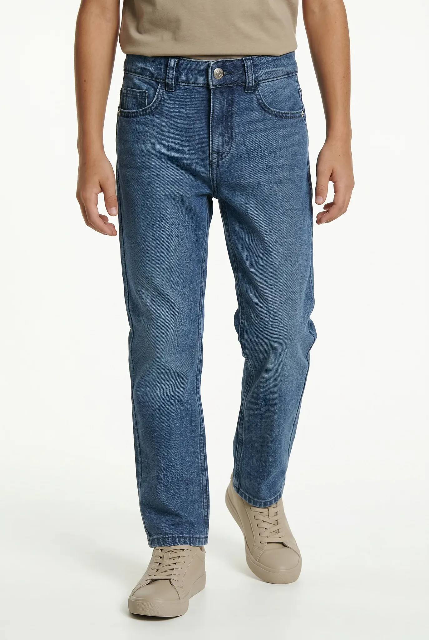 Straight-Jeans TOM TAILOR, Jungen, Gr. 176, N-Gr, blau (used mid stone blau denim), Denim/Jeans, Obermaterial: 100% Baumwolle. Futter: 100% Baumwolle, unifarben, straight fit lang, Jeans Straight-Jeans, im Five-Pocket Style