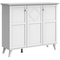 Livetastic Highboard, Weiß, Holzwerkstoff, Buche, 4 Fächer, 133x113x45 cm, DIN EN ISO 9001, Wohnzimmer, Kommoden & Sideboards, Highboards