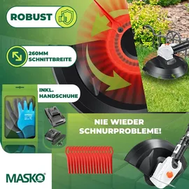 Masko Akku-Rasentrimmer mit 20 V Li-Ion Akku, 2 x 2,0 Ah inkl. Ladegerät