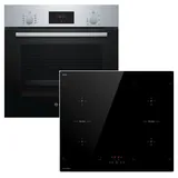 Bosch Herdset BOSCH Einbau-Backofen mit Keenberk Induktionskochfeld Booster autark 60cm - Silber