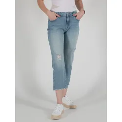 Miracle of Denim 7/8-Jeans Vera Wide Leg mit ausgefallenem Muster blau W29
