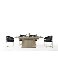 JVmoebel Esstisch Luxus Esstische Tische Metall Esstisch Design Tisch Italienische, Made in Europa beige|goldfarben