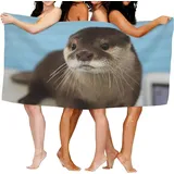 Buohwiwe Otter Strandtuch 80x160 cm, Weich Schnell Trocknen Microfaser Handtücher, 3D Strandhandtuch Otter Strandtücher Badetuch Strandlaken Handtuch Herren Frauen Badetücher