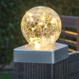 SPETEBO LED Solar Zaunleuchte aus Crackle Glas